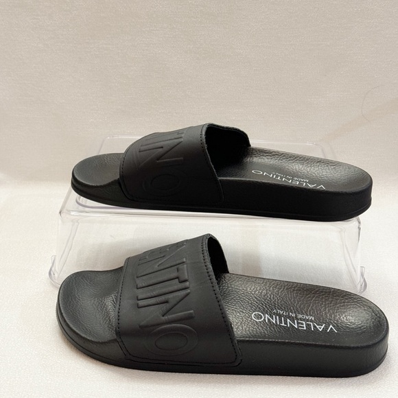 VALENTINO BY MARIO VALENTINO Leather Logo Slide Sandals Size 37 - Picture 5 of 10